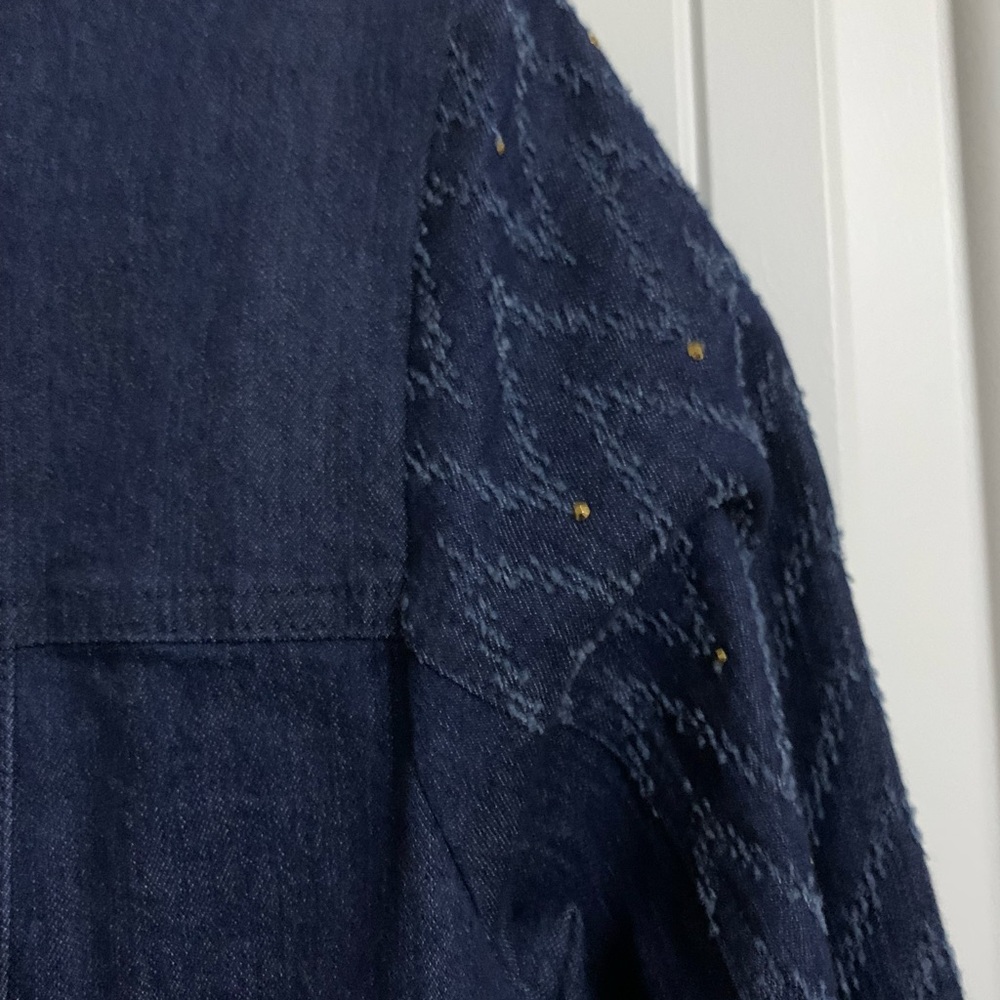 Alfred Dunner Blue denim jean jacket stretch chevron herringbone 6P nwt - Picture 8 of 8